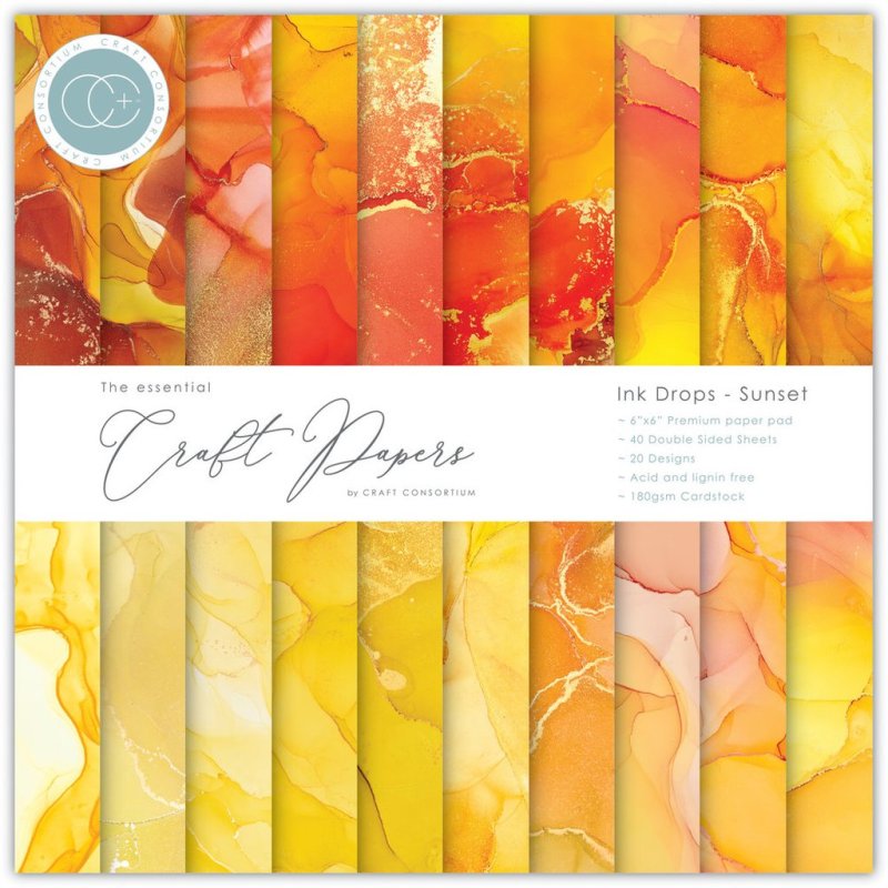Craft Consortium Ink Drops - Sunset 6"x6" inch paper pad