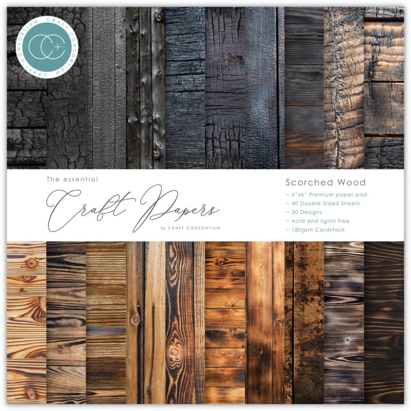 Craft Consortium  - Scorched Wood 6"x6" inch paper pad