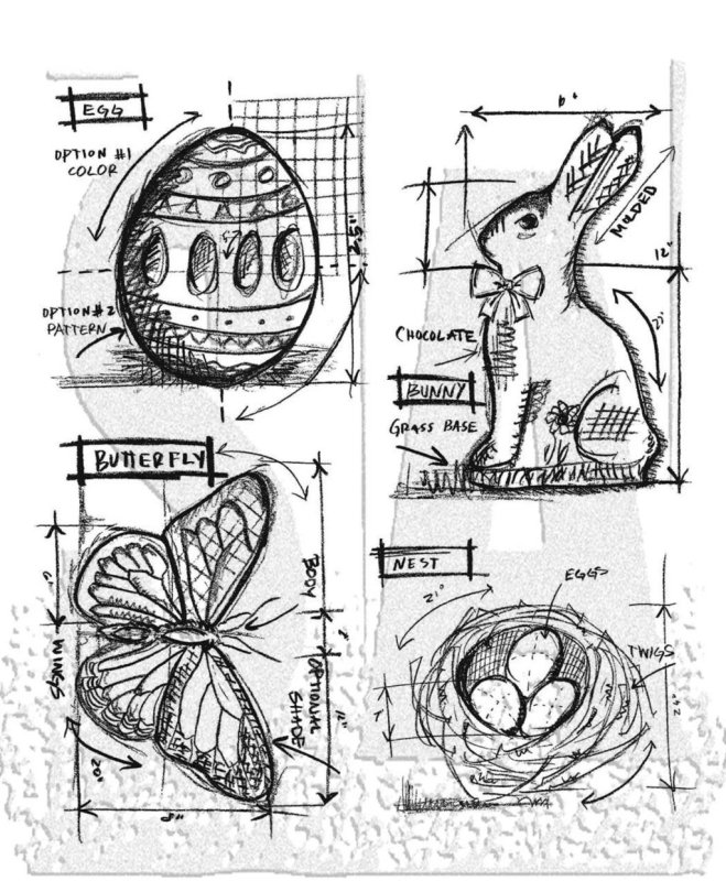 Easter Blueprint Tim Holtz Rubber Stamps Stamper Anonymous