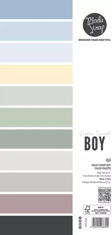 Hello Sweet Boy 6x12 Color Palette Paper Pack Modascrap