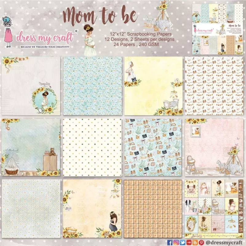 Dress My Craft Mom To Be 12"x12" inch paper pad 1