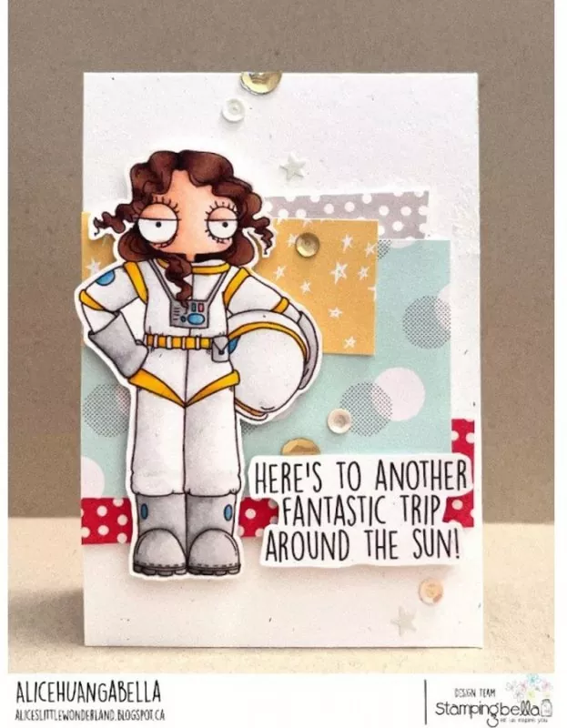 Stampingbella Oddball Girl Astronaut Rubber Stamps 2