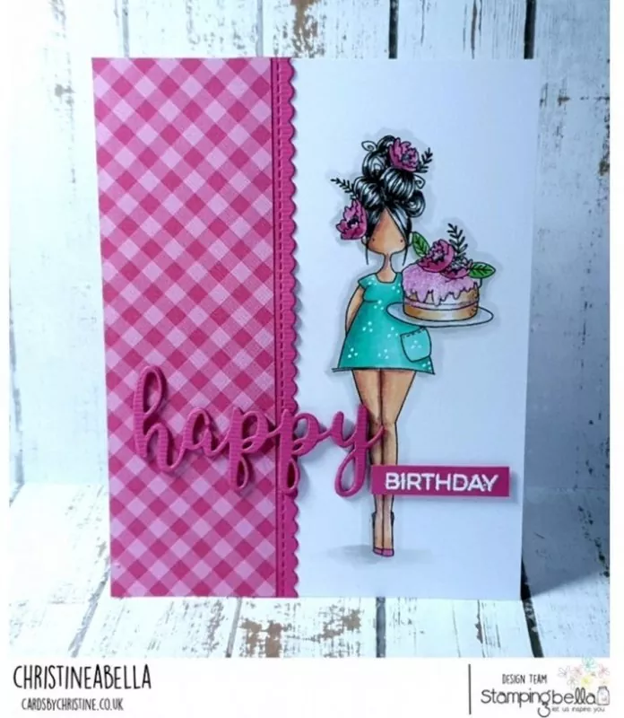Stampingbella Curvy Girl Eats Cake Rubber Stamps 1