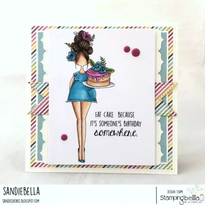 Stampingbella Curvy Girl Eats Cake Rubber Stamps 2