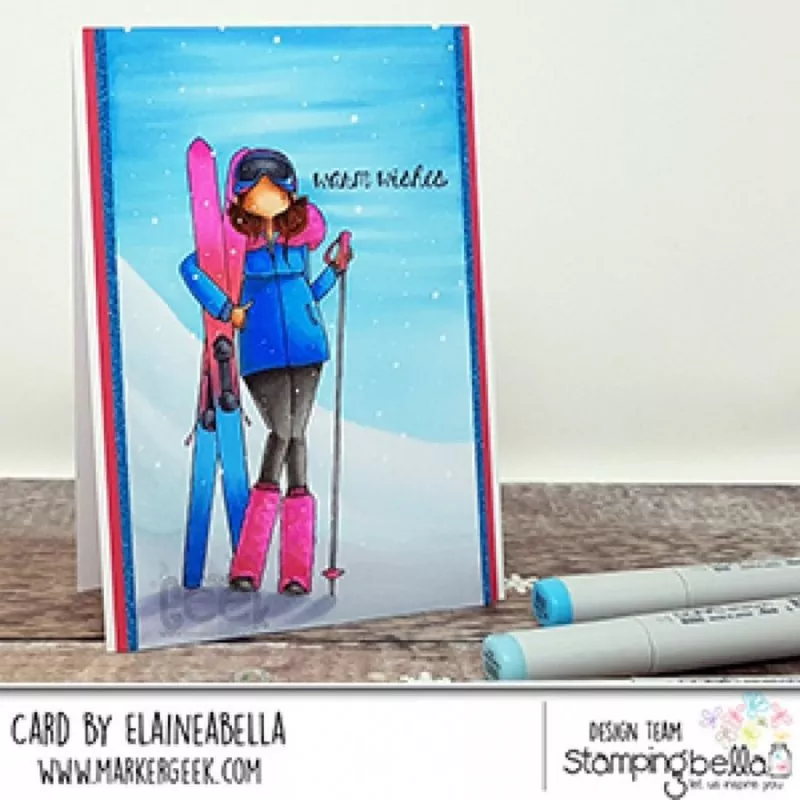 Stampingbella Curvy Girl Loves To Ski Rubber Stamps 2