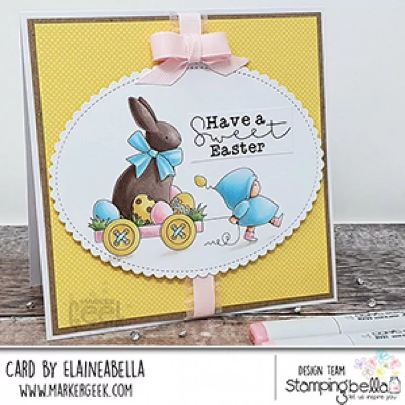 Stampingbella Bundle Girl with Chocolate Bunny Rubber Stamps 2