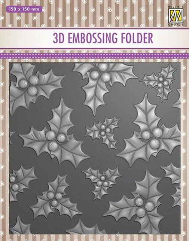 Holly Leaves & Berries 3D Embossing Folder from Nellie Snellen