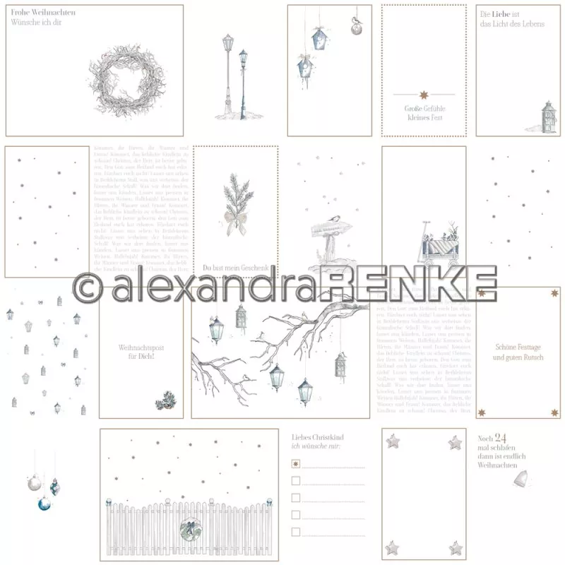 Kaertchenbogen Florale Weihnachten Blau Alexandra Renke Scrapbooking Papiere