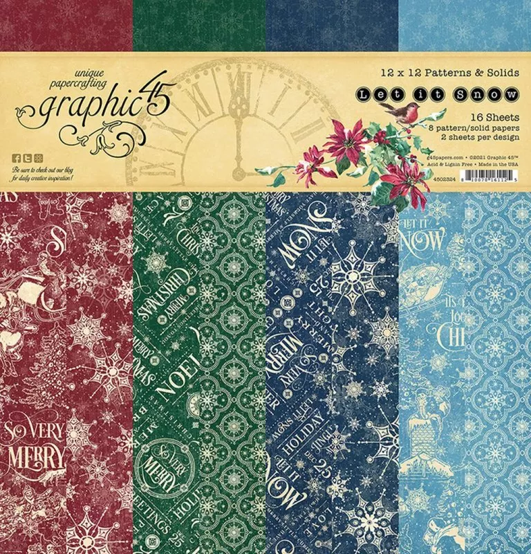 graphic 45 Let It Snow 12x12 inch Patterns & Solids