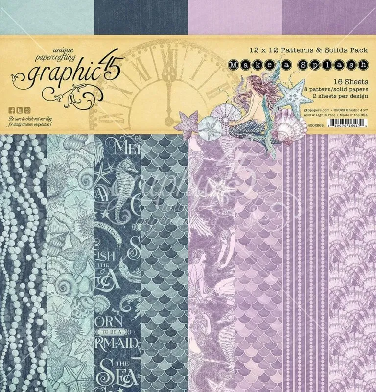 graphic 45 Make a Splash 12x12 inch Patterns & Solids