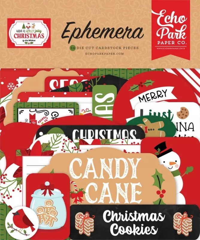 Have A Holly Jolly Christmas Ephemera Die Cut Embellishment Echo Park Paper Co