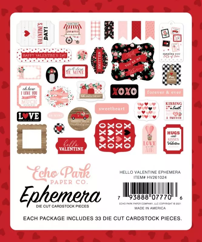 Hello Valentine Ephemera Die Cut Embellishment Echo Park Paper Co 2