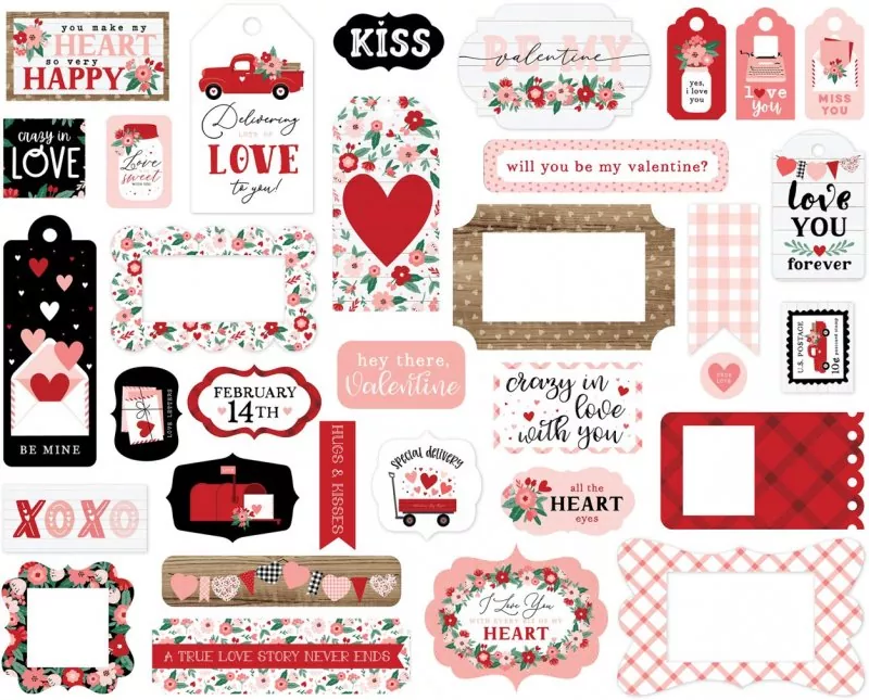 Hello Valentine Frames & Tags Die Cut Embellishment Echo Park Paper Co 1