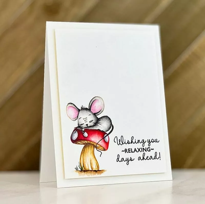 Sleeping Mouse Mini Clear Stamps Colorado Craft Company by Kris Lauren 1