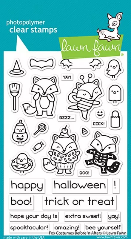 LF2401 Fox Costumes Before 'n Afters Clear Stamps Lawn Fawn