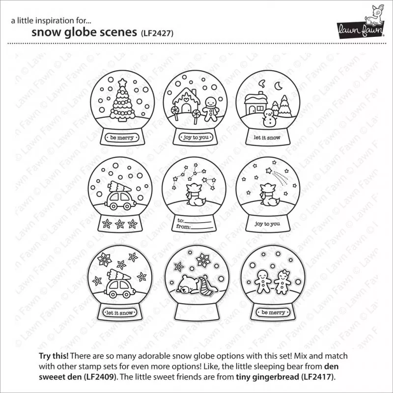 LF2427 Snow Globe Scenes Clear Stamps Lawn Fawn 4