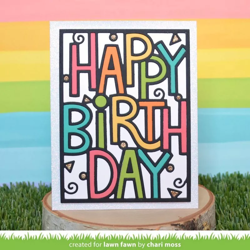 Giant Outlined Happy Birthday: Portrait Dies Lawn Fawn 1