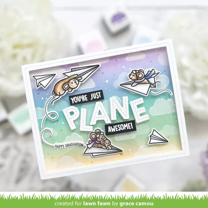 Just Plane Awesome Sentiment Trails Clear Stamps Lawn Fawn 1