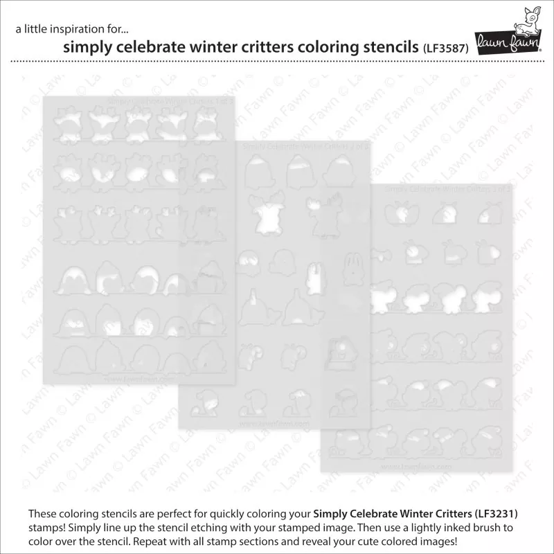 Simply Celebrate Winter Critters Coloring Stencils Lawn Fawn 1