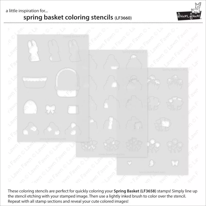 Spring Basket Coloring Stencils Lawn Fawn 1