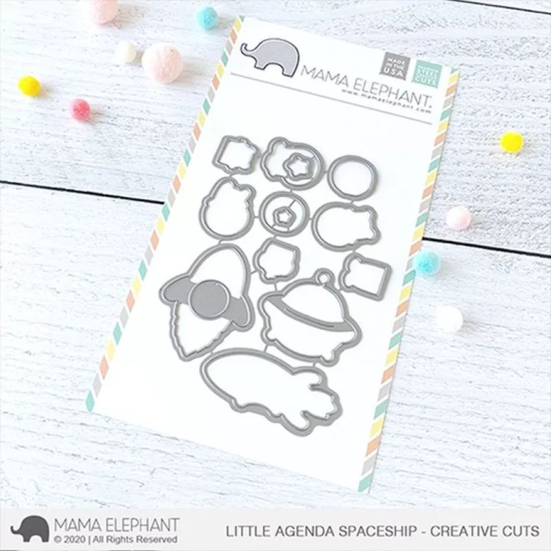 Little Agenda Spaceship Mama Elephant Stamp & Die Bundle 1