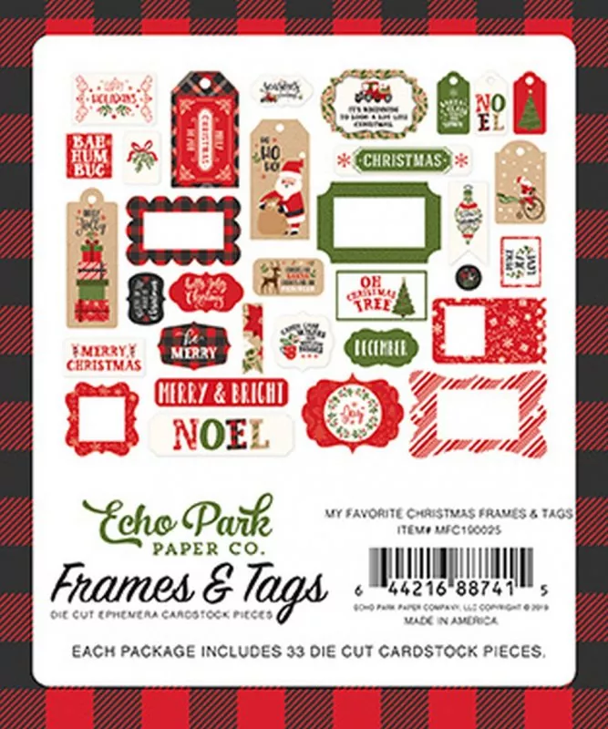My Favorite Christmas Frames & Tags Die Cut Embellishment Echo Park Paper Co 2