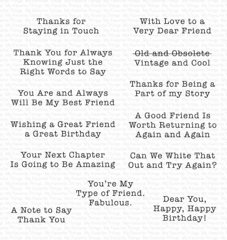 Typewriter Sentiments: Friendship Clear Stamps My Favorite Things