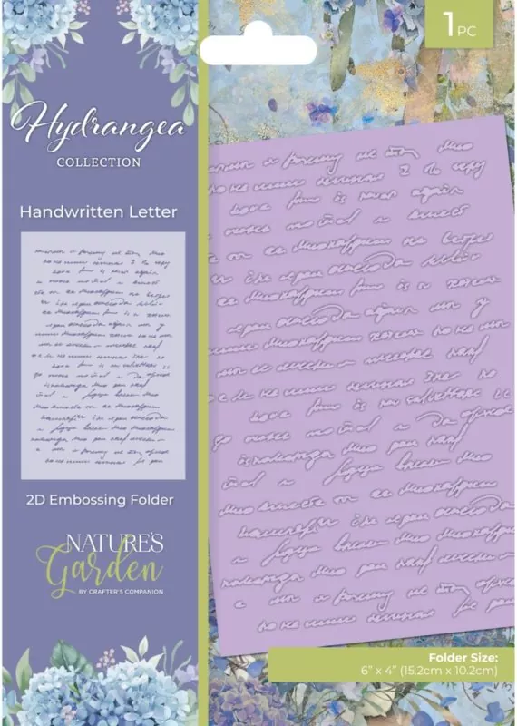 Hydrangea Handwritten Letter Embossing Folder crafters companion