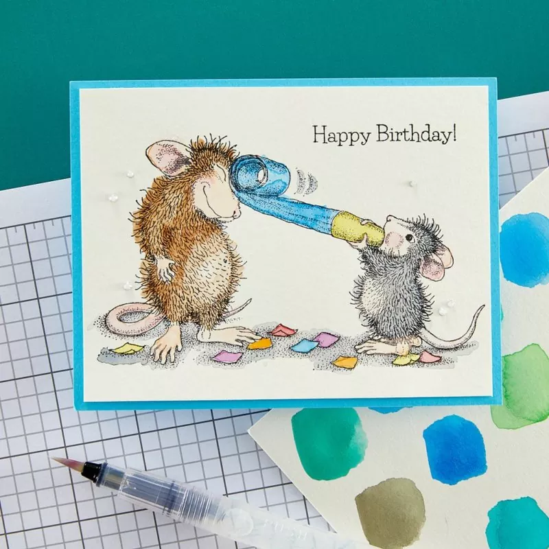 House-Mouse Party Time! Spellbinders Rubber Stamp 3