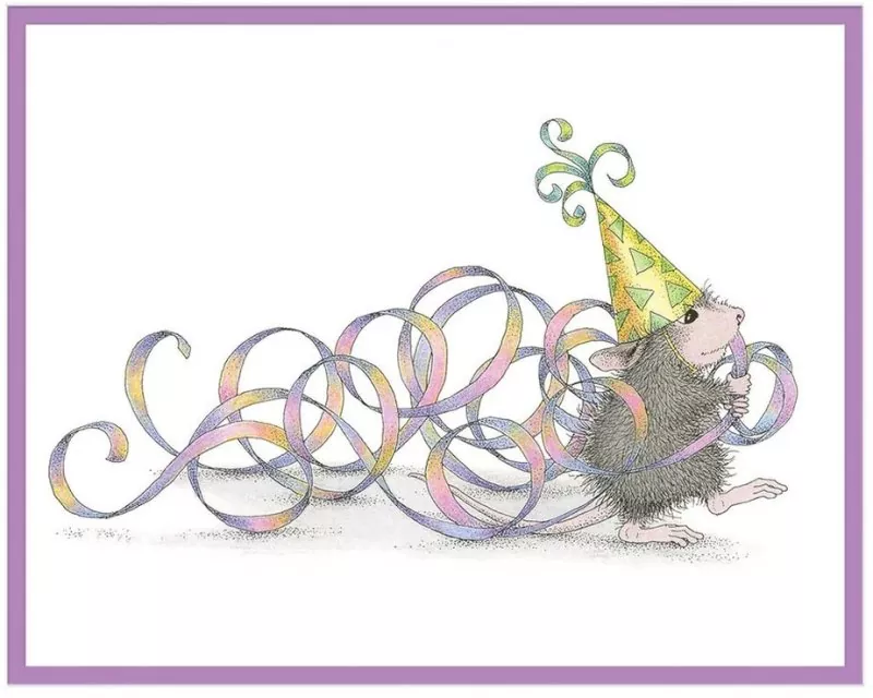 House-Mouse Party Streamers Spellbinders Rubber Stamp 2