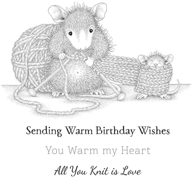 House-Mouse Knit One Spellbinders Rubber Stamp 1