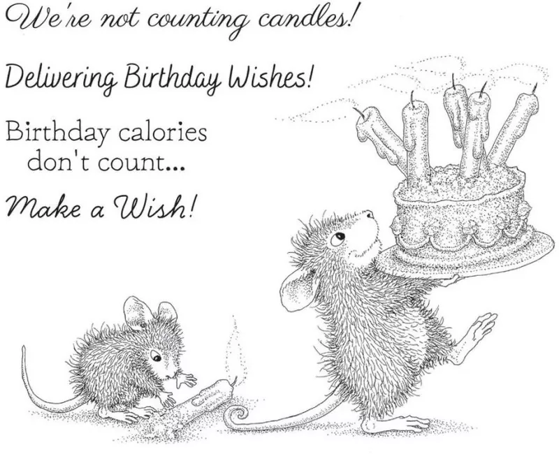 House-Mouse Birthday Wishes Spellbinders Rubber Stamp 1