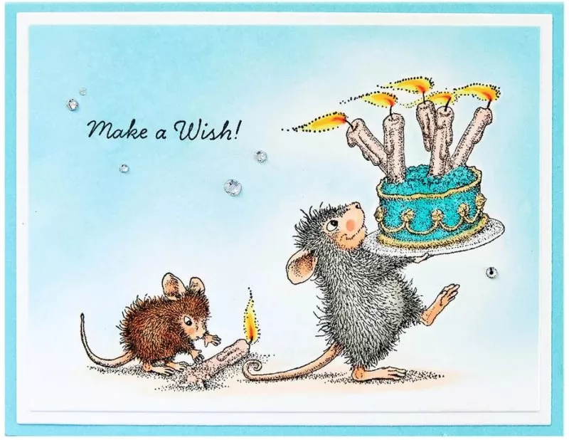 House-Mouse Birthday Wishes Spellbinders Rubber Stamp 2
