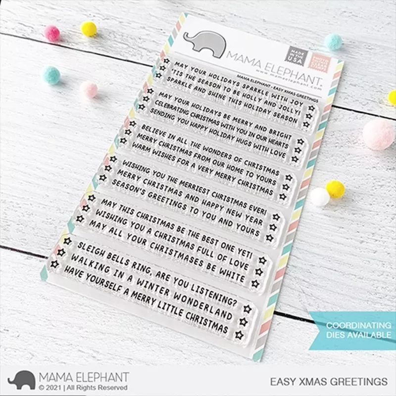 Easy XMas Greetings Clear Stamps Mama Elephant