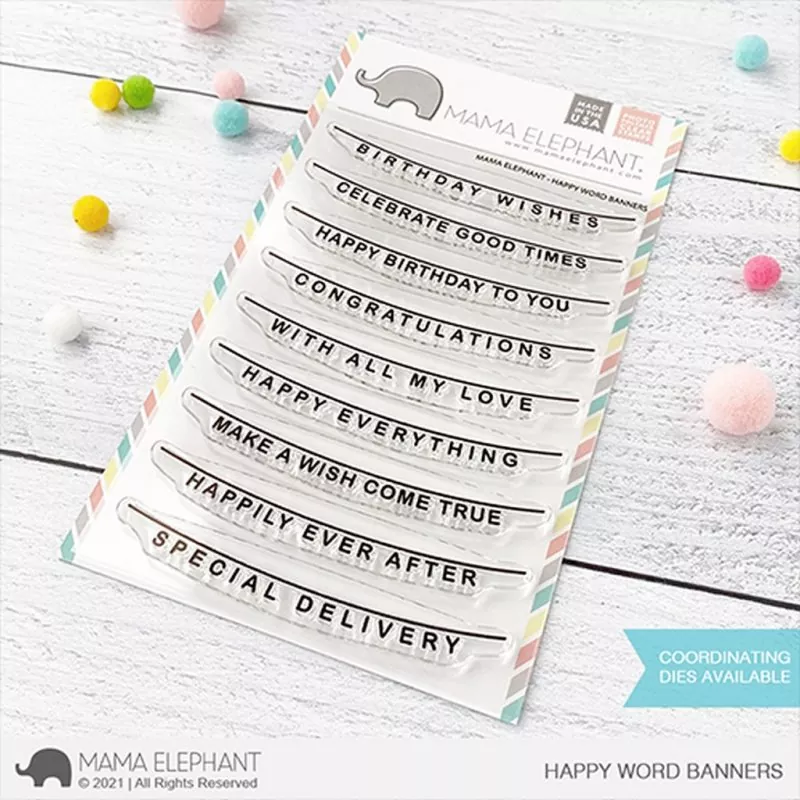 Happy Word Banners Clear Stamps Mama Elephant