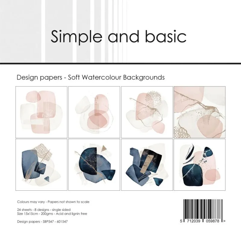 Simple and Basic Soft Watercolour Backgrounds 6x6 inch Paper Pack