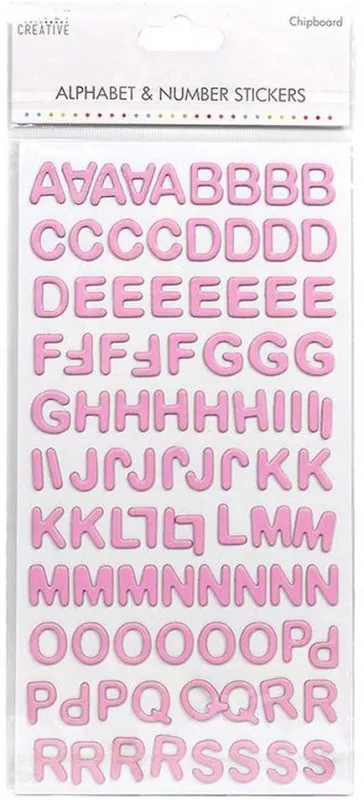 Simply Creative/Trimcraft Alphabet & Number Stickers - Chipboard Pink