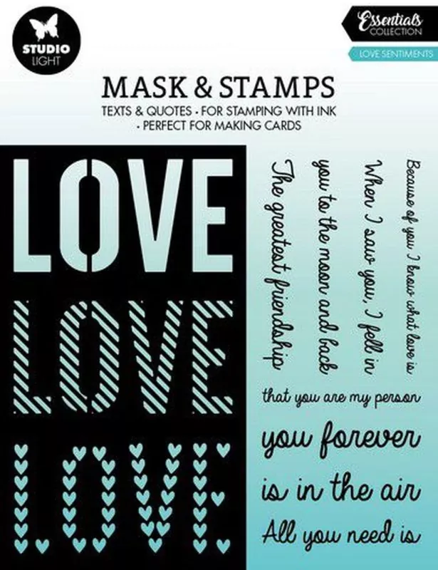 studio light Essentials Nr. 01 Love Sentiments Stamp & Stencil Set Studio Light