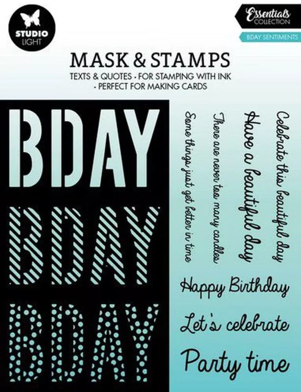 studio light Essentials Nr. 02 Birthday Sentiments Stamp & Stencil Set Studio Light