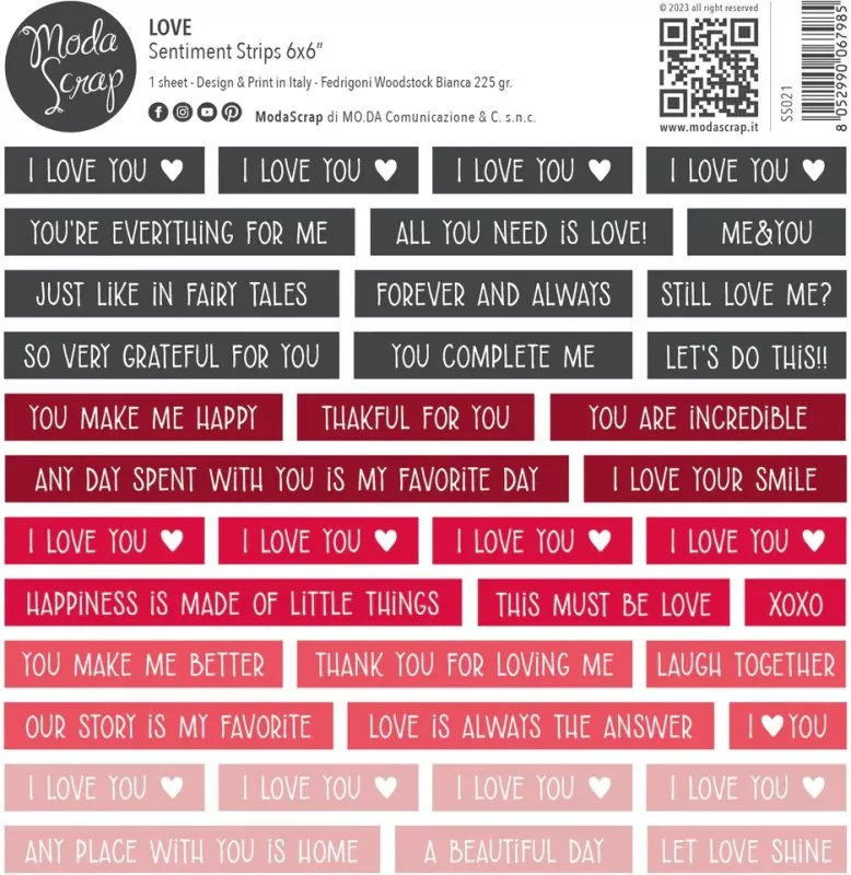 Love Sentiment Strips ModaScrap