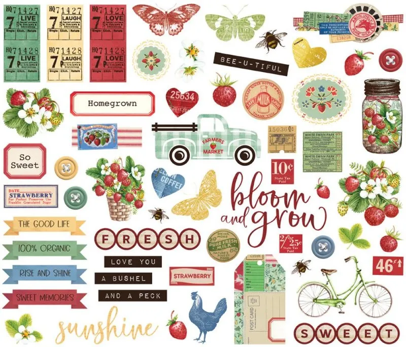 Simple Vintage Berry Fields Bits & Pieces Die Cut Embellishment Simple Stories 1