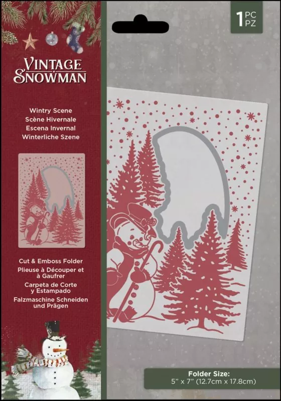 Vintage Snowman Wintry Scene Cut + Embossing Folder crafters companion