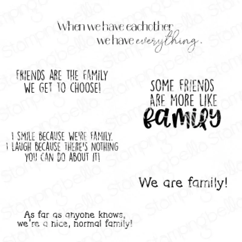 Stampingbella We are Family Sentiment Set Rubber Stamps