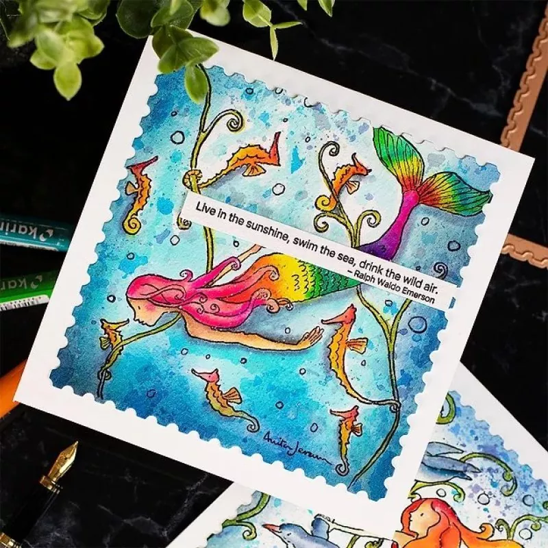 Mermaid & Seahorses Clear Stamps Colorado Craft Company by Anita Jeram 3