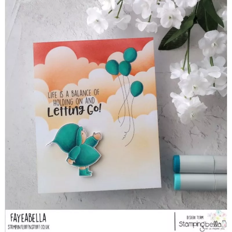 Stampingbella Bundle Girl with Balloons Rubber Stamps 1