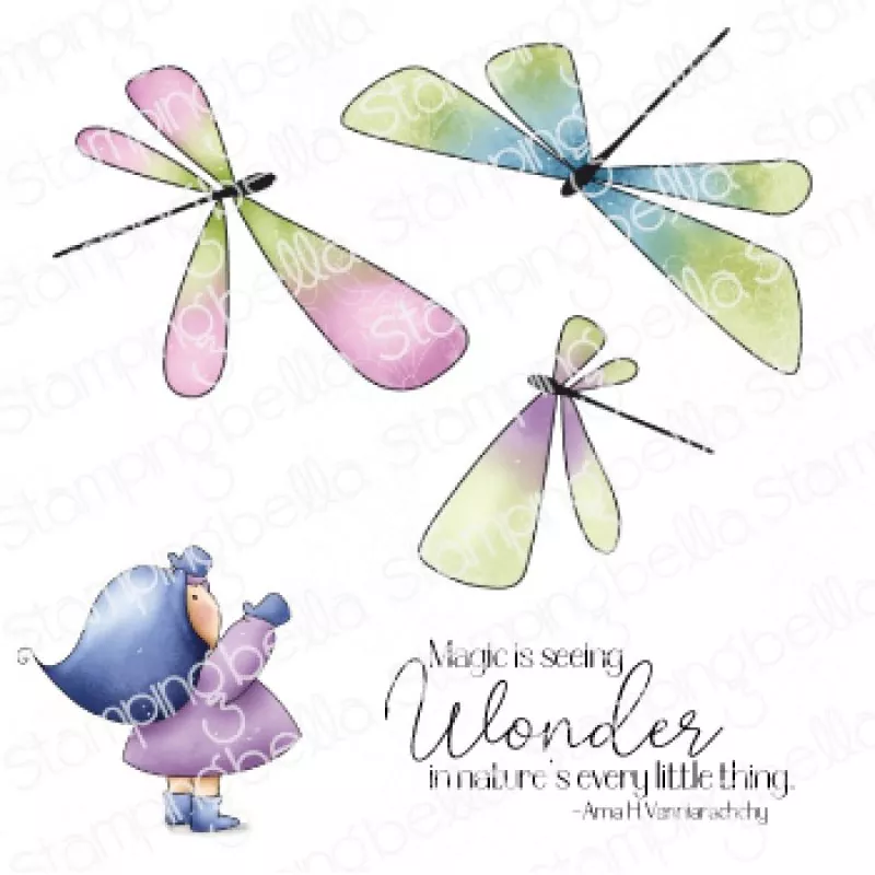 Stampingbella Bundle Girl with Dragonflies Rubber Stamps
