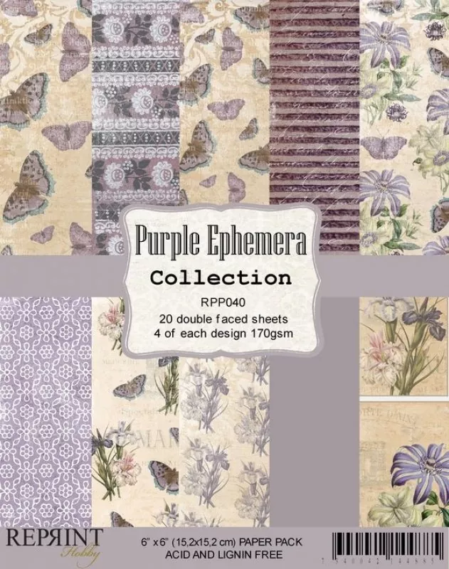 Purple Ephemera Collection collection 6x6 inch paper pack