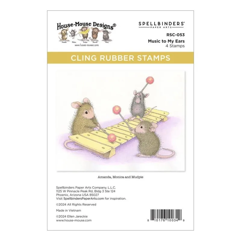 House-Mouse Rare Bloom Music To My Ears Spellbinders Rubber Stamp 3 House-Mouse Rare Bloom Music To My Ears Spellbinders Rubber Stamp 3