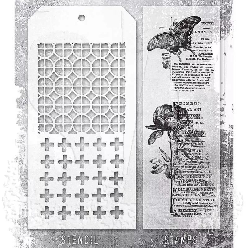 Botanic Collage Tim Holtz Mixed Media Set Stencil Clear Stamps Stampers Anonymous 1