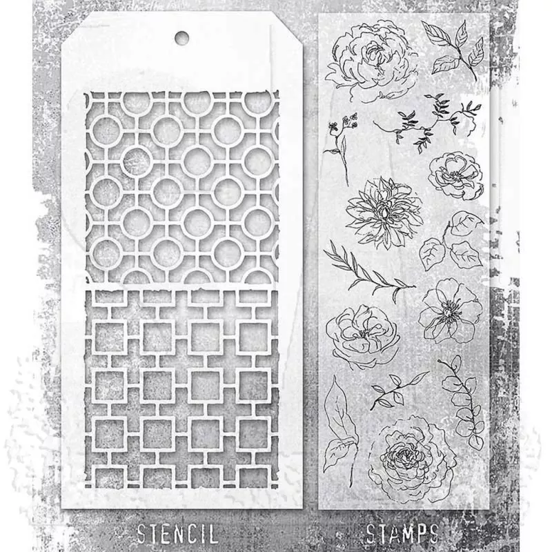 Floral Elements Tim Holtz Mixed Media Set Stencil Clear Stamps Stampers Anonymous 1